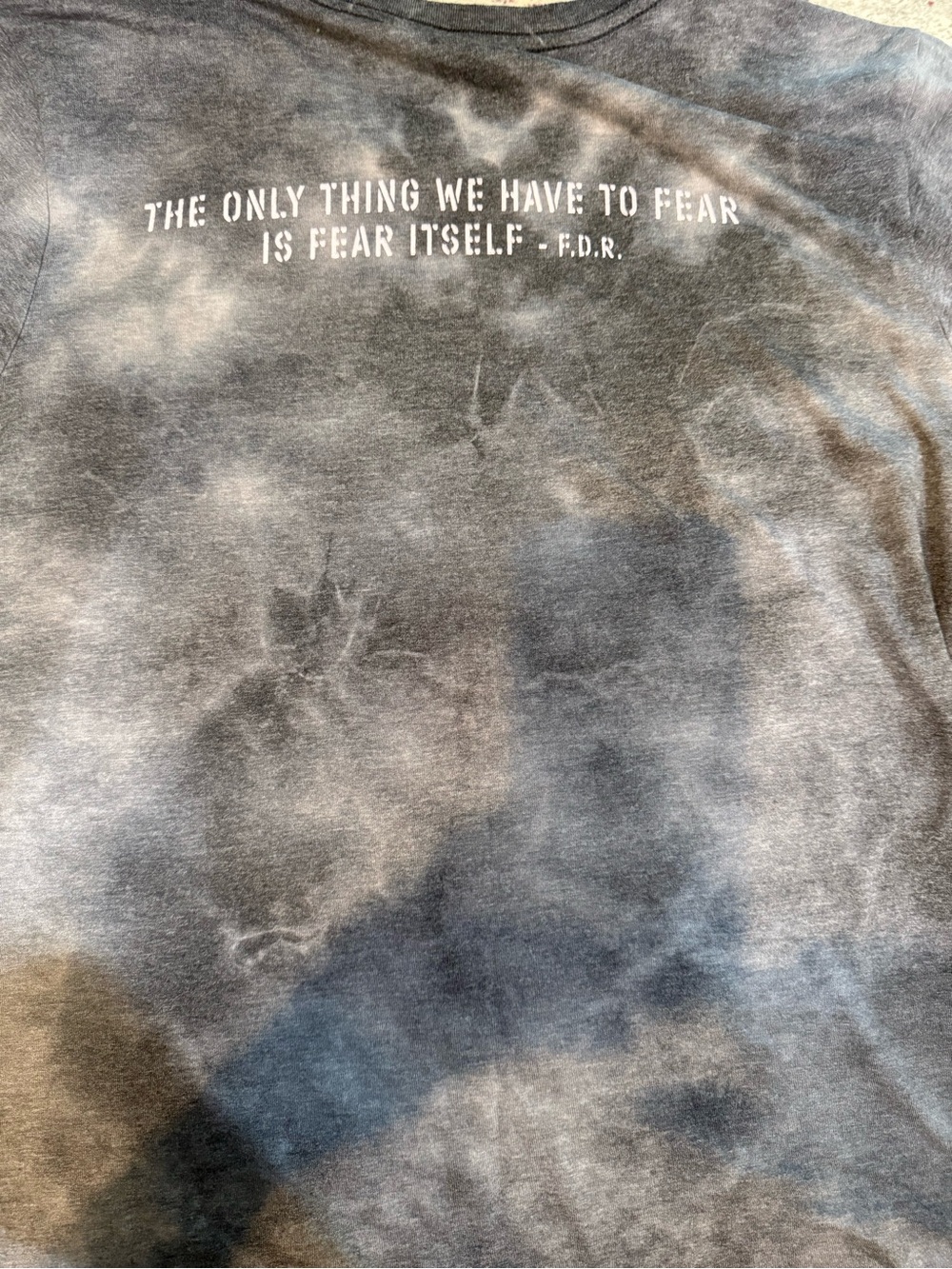 Grunt Style Black & Gray Tie-Dye Short Sleeve Tee with F.D.R. Quote